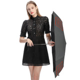 Custom Dark Grey Coral Red Automatic Umbrella