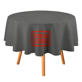 Custom Dark Grey Orange Red Round Table Cloth