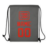 Custom Dark Grey Orange Red Drawstring Bag