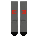 Custom Dark Grey Orange Red Knee-High Sock