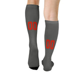 Custom Dark Grey Orange Red Knee-High Sock