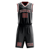 Custom Dark Grey Coral Red Basketball Set