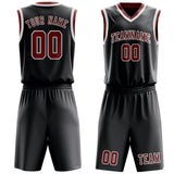 Custom Dark Grey Coral Red Basketball Set