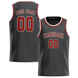 Custom Dark Grey & Coral Red Colors Design Sports Basketball Jersey