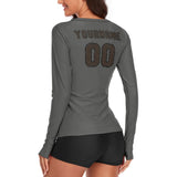 Custom Dark Grey Brown Women's Long-Sleeve Shirt