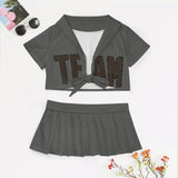 Custom Dark Grey Brown Cheerleading Uniform Set