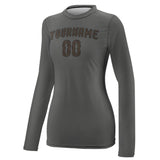 Custom Dark Grey Brown Women's Long-Sleeve Shirt