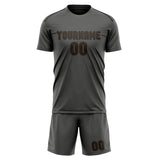 Custom Dark Grey Brown Soccer Jersey