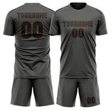 Custom Dark Grey Brown Soccer Jersey
