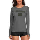 Custom Dark Grey Olive Women's Long-Sleeve Shirt