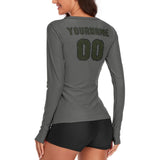Custom Dark Grey Olive Women's Long-Sleeve Shirt