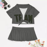 Custom Dark Grey Olive Cheerleading Uniform Set