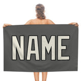 Custom Dark Grey Cream Beach Towel