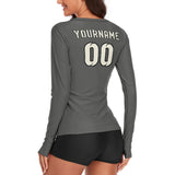 Custom Dark Grey Cream Women's Long-Sleeve Shirt