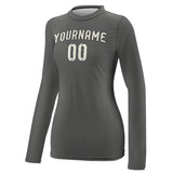 Custom Dark Grey Cream Women's Long-Sleeve Shirt