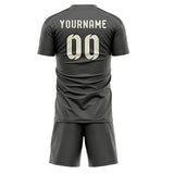 Custom Dark Grey Cream Soccer Jersey