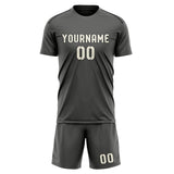 Custom Dark Grey Cream Soccer Jersey