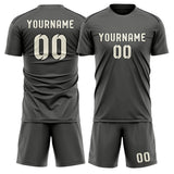 Custom Dark Grey Cream Soccer Jersey