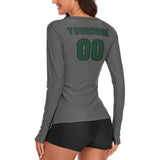 Custom Dark Grey Green Women's Long-Sleeve Shirt