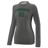 Custom Dark Grey Green Women's Long-Sleeve Shirt
