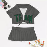 Custom Dark Grey Green Cheerleading Uniform Set