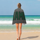 Custom Dark Grey Green Beach Towel
