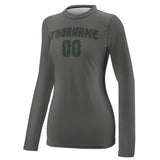 Custom Dark Grey Dark Green Women's Long-Sleeve Shirt