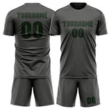 Custom Dark Grey Dark Green Soccer Jersey