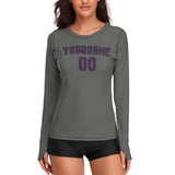 Custom Dark Grey Purple Women's Long-Sleeve Shirt