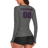 Custom Dark Grey Purple Women's Long-Sleeve Shirt