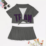 Custom Dark Grey Purple Cheerleading Uniform Set