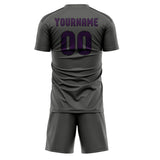 Custom Dark Grey Purple Soccer Jersey