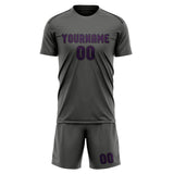 Custom Dark Grey Purple Soccer Jersey