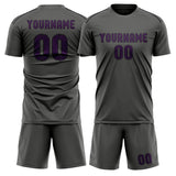 Custom Dark Grey Purple Soccer Jersey