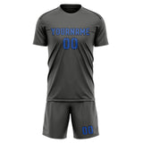 Custom Dark Grey Sky Blue Soccer Jersey
