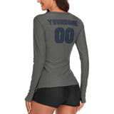 Custom Dark Grey Blue Women's Long-Sleeve Shirt