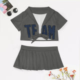 Custom Dark Grey Blue Cheerleading Uniform Set