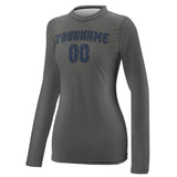 Custom Dark Grey Blue Women's Long-Sleeve Shirt