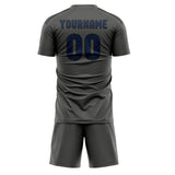 Custom Dark Grey Blue Soccer Jersey