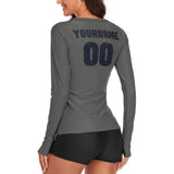 Custom Dark Grey Navy Women's Long-Sleeve Shirt