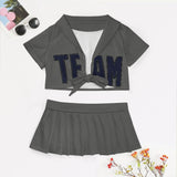 Custom Dark Grey Navy Cheerleading Uniform Set