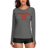 Custom Dark Grey Orange Red Women's Long-Sleeve Shirt