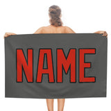 Custom Dark Grey Orange Red Beach Towel