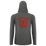Custom Dark Grey Orange Red UV-Hoodie