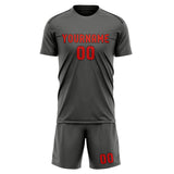 Custom Dark Grey Orange Red Soccer Jersey