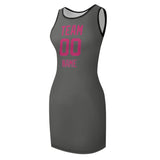 Custom Dark Grey Pink Sleeveless Vest Dress
