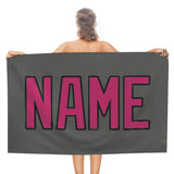 Custom Dark Grey Pink Beach Towel