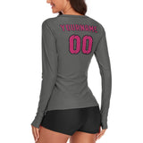 Custom Dark Grey Pink Women's Long-Sleeve Shirt