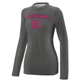 Custom Dark Grey Pink Women's Long-Sleeve Shirt