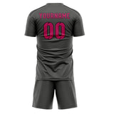 Custom Dark Grey Pink Soccer Jersey